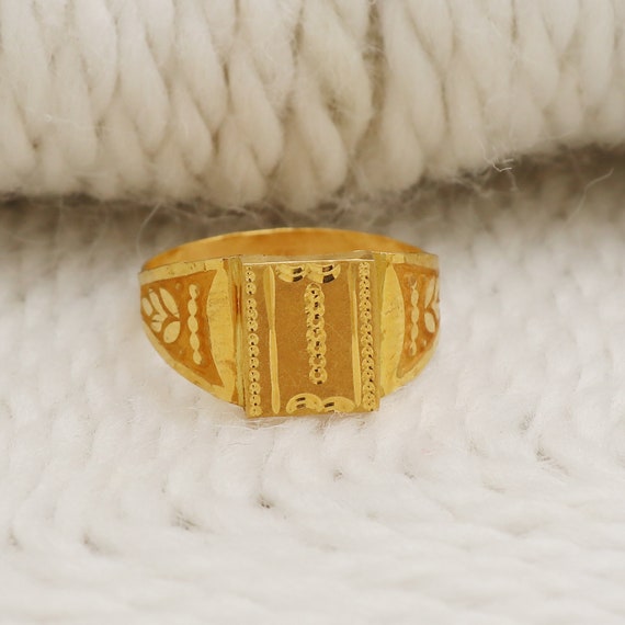 22k Solid Yellow Gold Handmade Indian Ring Jewelry, Gift, Real