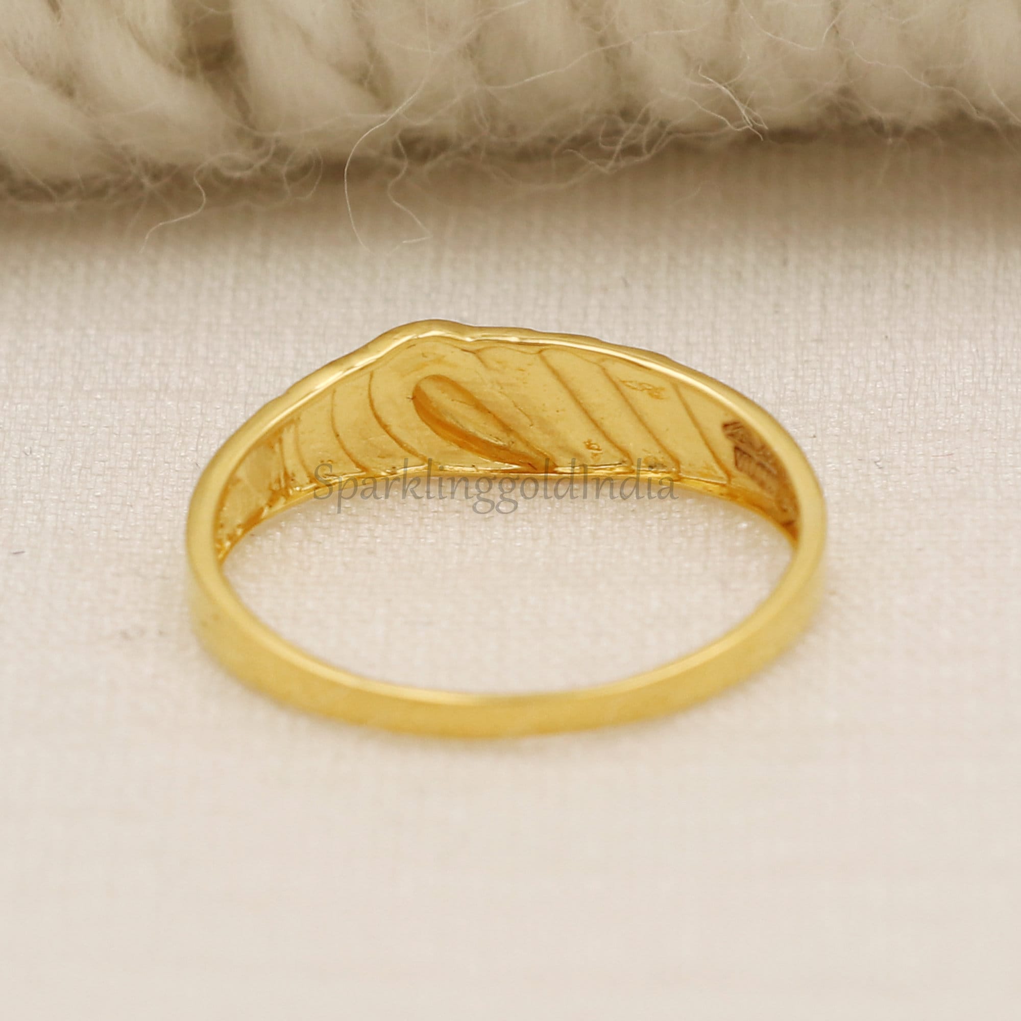 22K Solid Gold Two Tone Band Ring, 916 Hallmarked Yellow Gold 