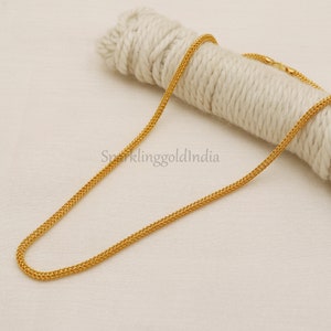 22k yellow gold chain necklace for women, handmade jewelry for gift, Indian gold 22kt jewels OS3130
