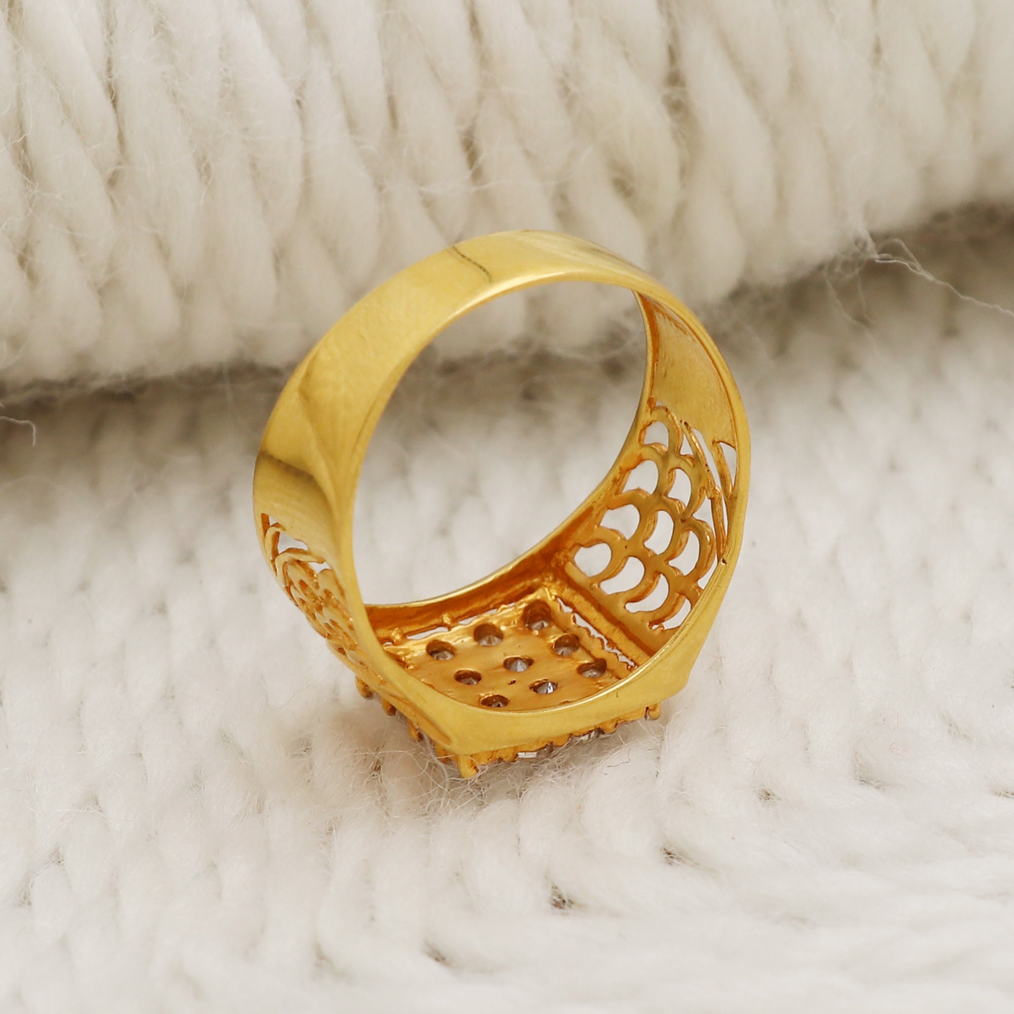 Fine Gold Rings Well Workmanship Designed Ring, 22k Fine Gold Ring, Handcrafted Jewelry ...