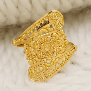 wedding 22k solid Gold Ring, Handmade Jewelry, Indian, Gift, Real Gold, handcrafted Gold Ring, all size US