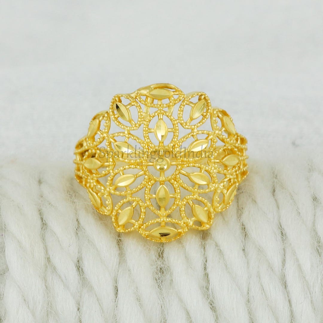 INDIAN JEWELRY IH(Indian Hand Made) リング 22k Gold Ring Handmade Indian , Luxurious Jewelry, Gift, Real Gold