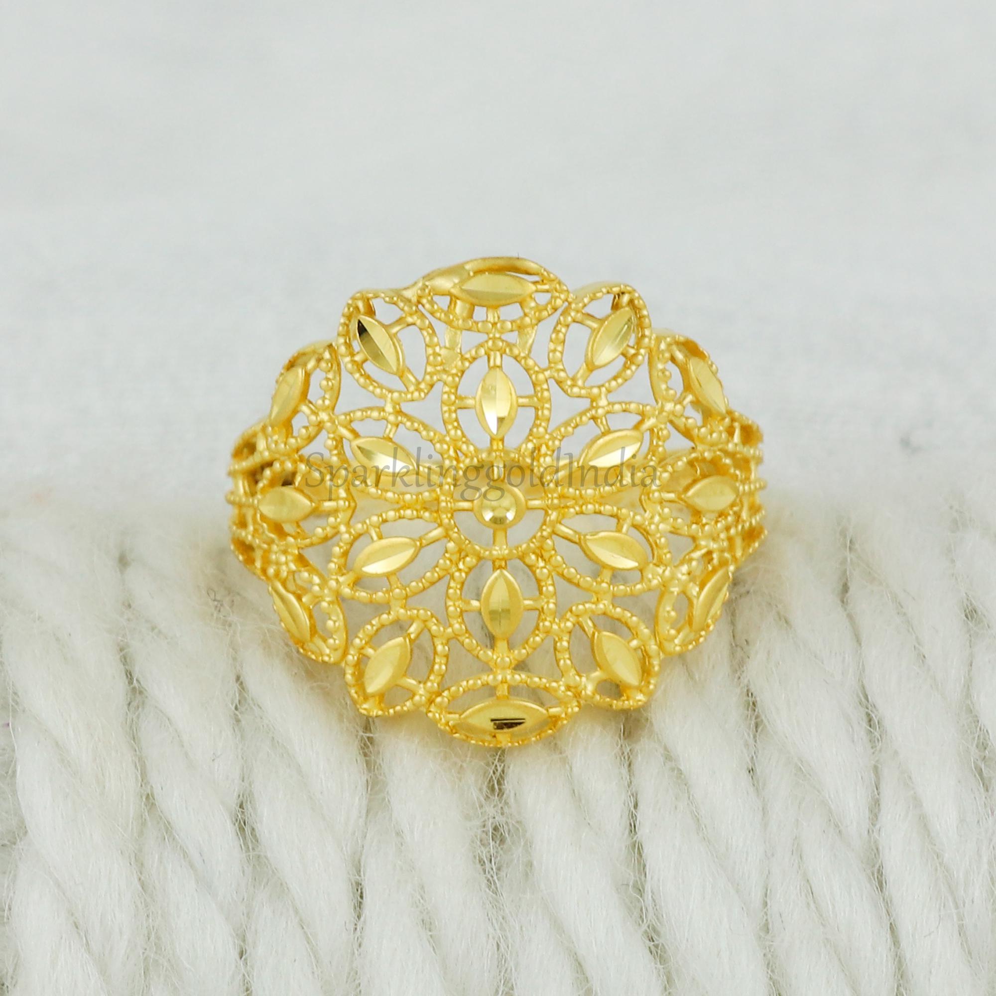 22k Gold Ring, Handmade Jewelry, Indian, Gift, Real Gold, Women