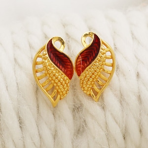 22k Gelbgold Ohrstecker handgemachte Schmuck für Geschenk, indische solid Gold 22kt Juwelen, OS2065