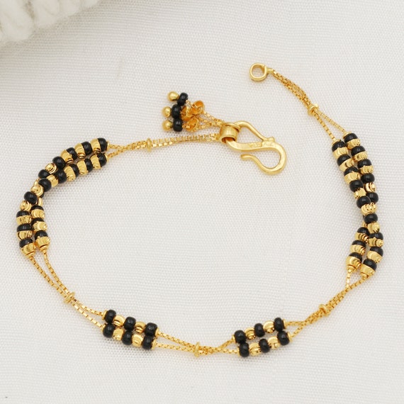 Beads 22k Yellow Gold Black Beads Bracelet Handmade Jewelry  display picture 1