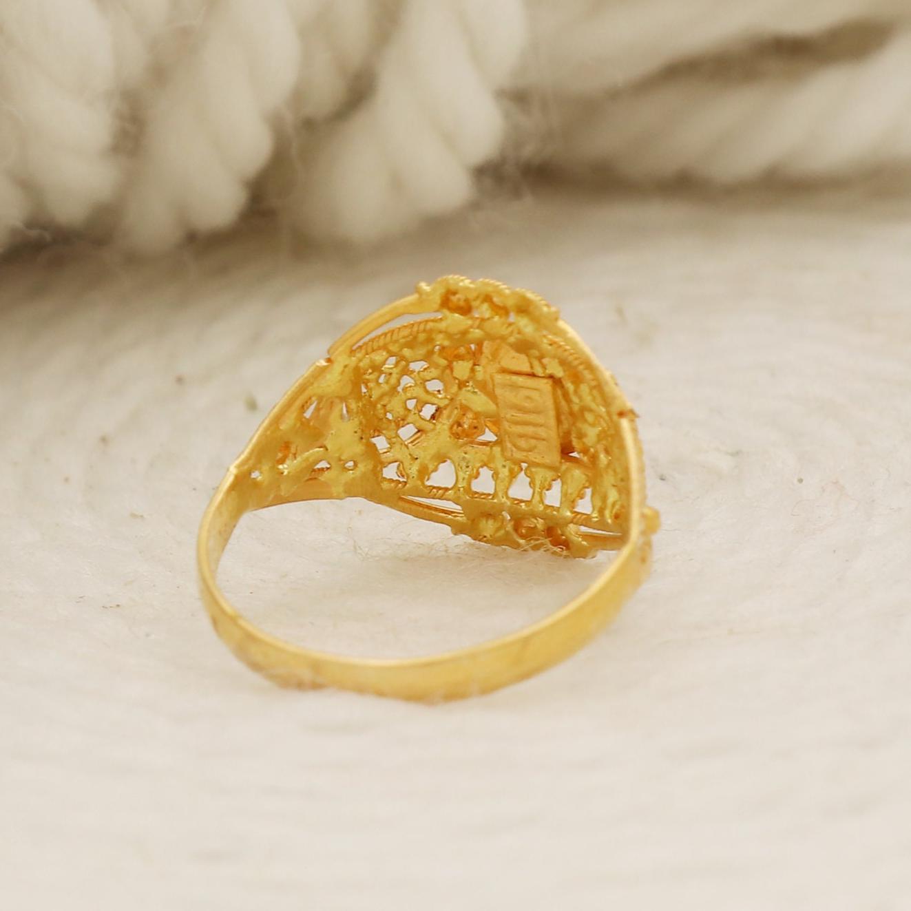 Imperial 22kt Yellow Gold Floral Medallion Ring, Certified Pure