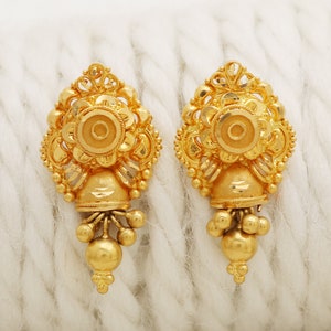 22k Gelbgold Ohrstecker handgemachte Schmuck für Geschenk, indische solid Gold 22kt Juwelen, OS2130