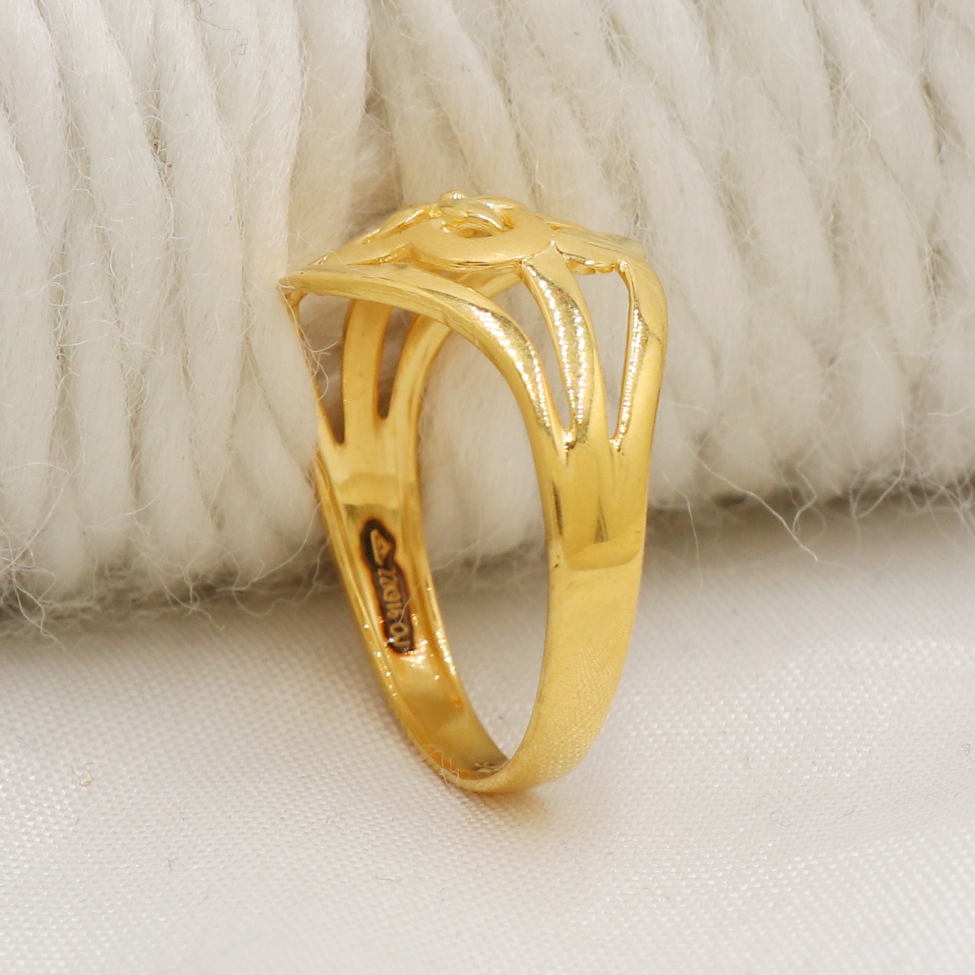 22k Gold Ring, Indian Handmade Jewelry, Women's Real Ring, OOS2468