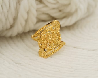 22k Gold Ring, Handmade Jewelry, Indian, Gift, Real Gold, Women Gold Ring, handcrafted Gold Ring, all size US os1253
