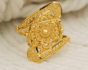 22k Gold Ring, Handmade Jewelry, Indian, Gift, Real Gold, Women
