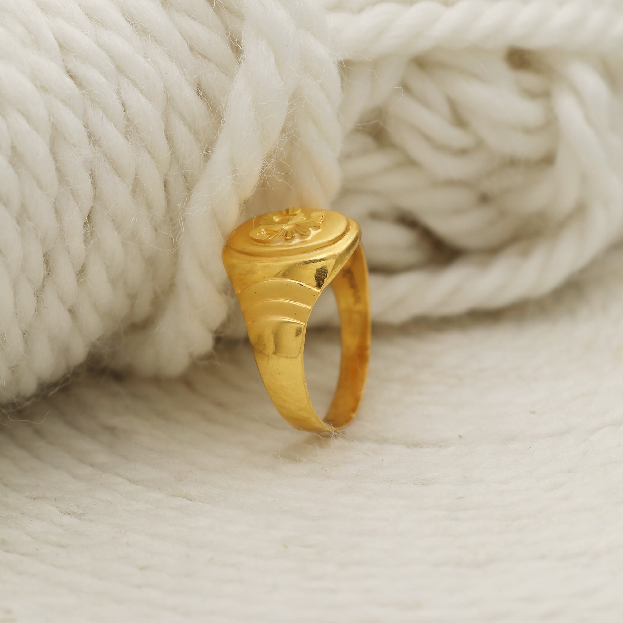 Fine Gold Rings Fine Workmanship OM Designed Ring, 22k Fine Gold Ring, Handcrafted Gold ...