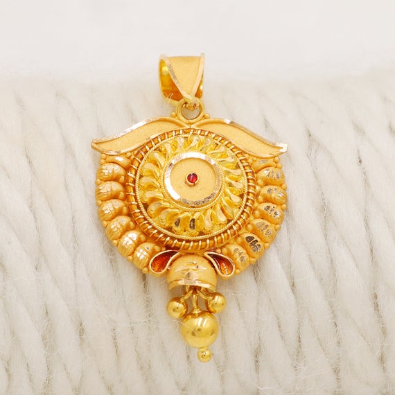 22k Yellow Gold Pendant or Locket Handmade Jewelry for Gift Light Weight Indian Gold 22kt Jewels Etsy