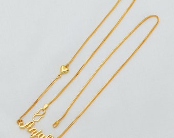 22k gold chain name necklace with small heart, add your name