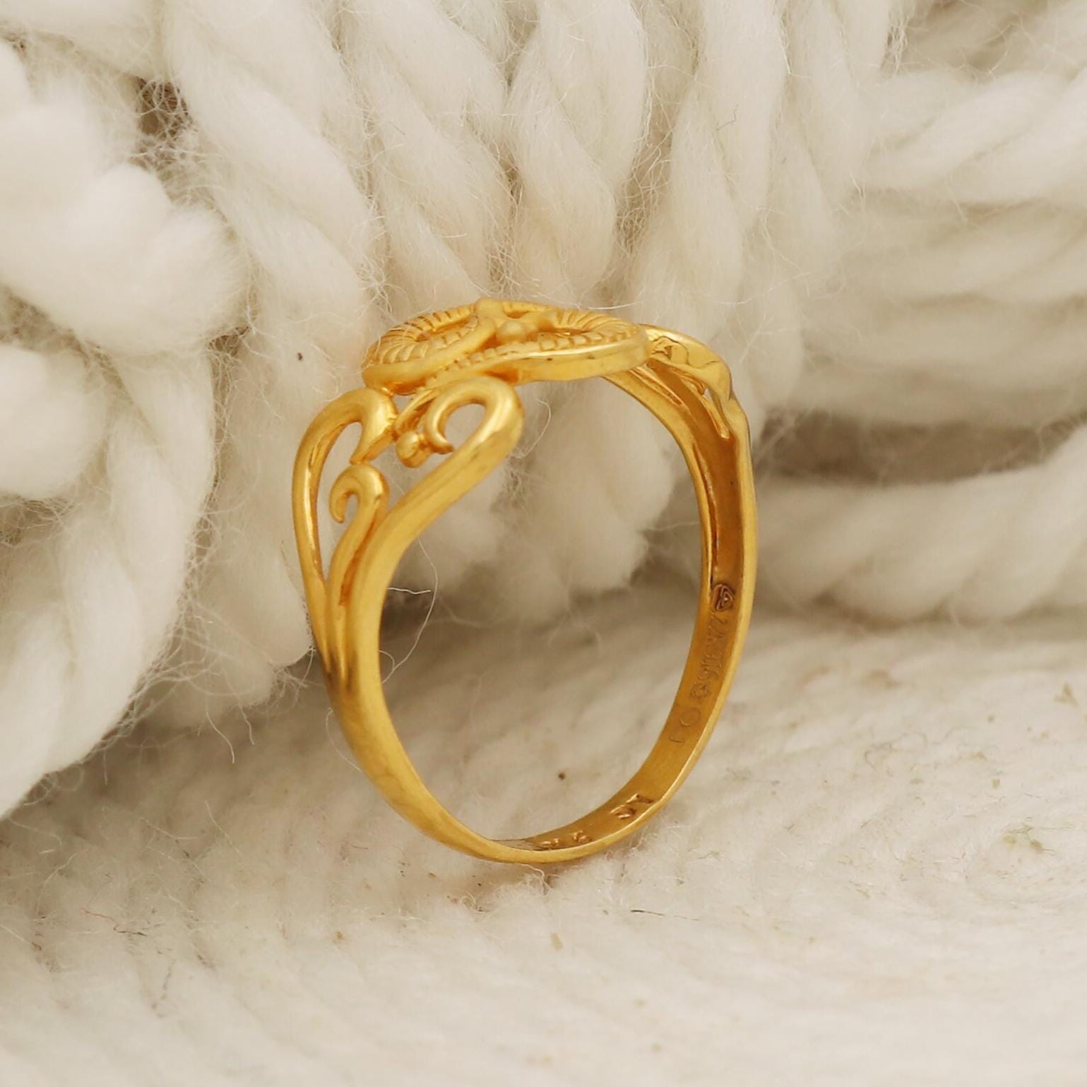 Minimalist 22kt Yellow Gold Openwork Ring, Certified Pure Gold