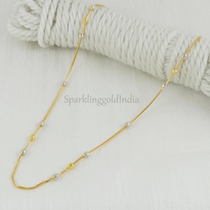 22k916 Gold Box Chain or beads chain, hallmark, stylish wedding collection Indian Handmade Jewellery,  OS3835