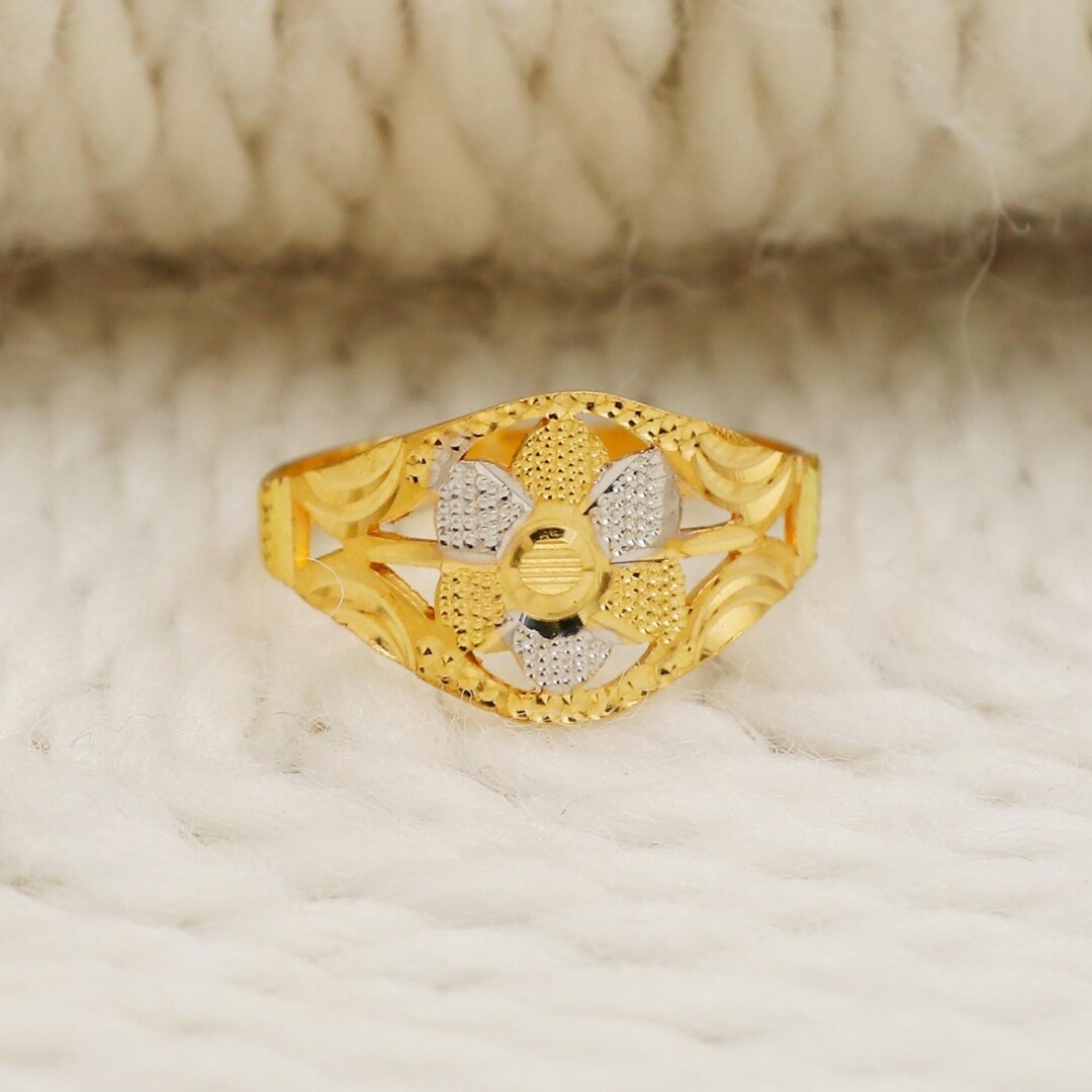 Fine Gold Rings Well Workmanship Double Tone Designed Ring, 22k Fine Gold Ring ...