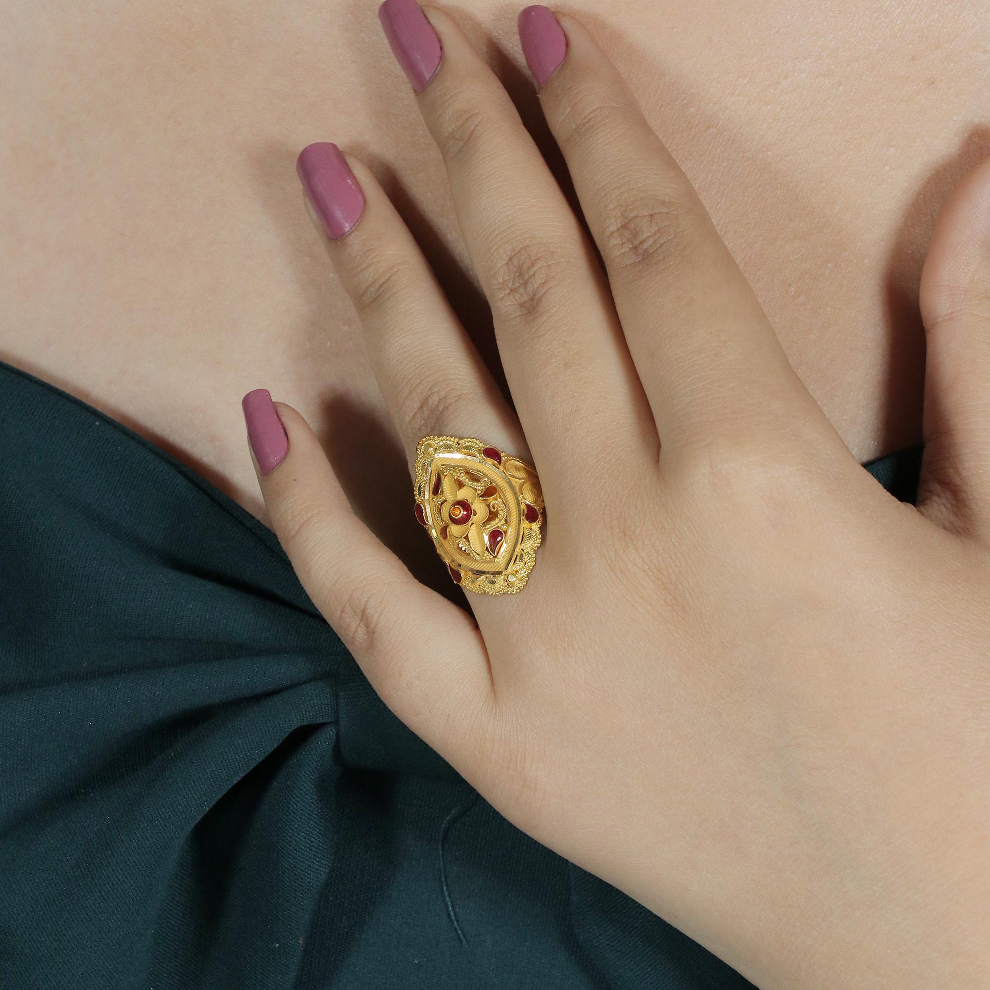 22k Gold Ring, Handmade Jewelry, Indian, Gift, Real Gold, Women
