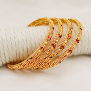 Wedding 22k Gold Bangle Bracelet, Fine Gold Handmade Women Jewelry, Indian Jewellery, Gift, Real Gold, handcrafted Gold Cuff Bangle
