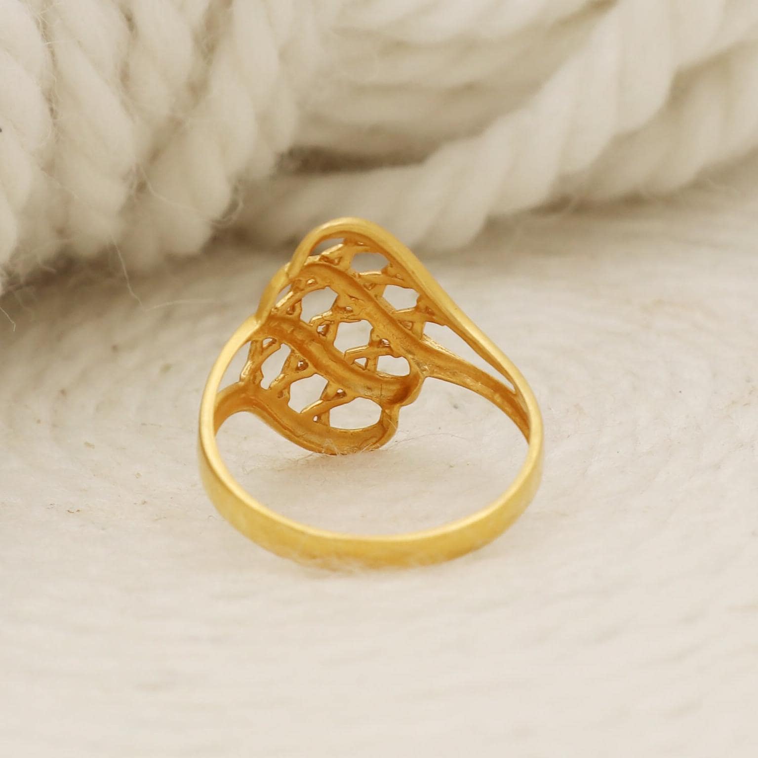 22kt (916) Yellow Gold Handcrafted Ring Featuring an Open