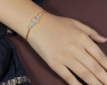 Bracciale a catena in oro giallo 22 carati puro, gioiello fatto a mano per donna. Un bel regalo per le donne, gioielli indiani in oro 22 carati, OOS2188