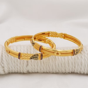 22k Gold Bangle Bracelet, Fine Gold Handmade Women Jewelry, Indian Jewellery, Gift, Real Gold, handcrafted Gold Cuff Bangle