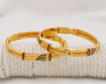 22k Gold Bangle Bracelet, Fine Gold Handmade Women Jewelry, Indian