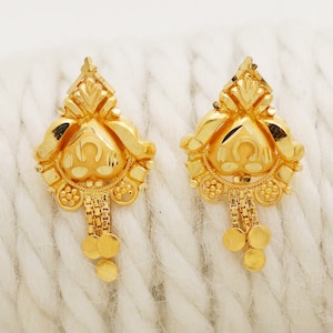 22k Gelbgold Ohrstecker handgemachte Schmuck für Geschenk, indische solid Gold 22kt Juwelen, OS2149