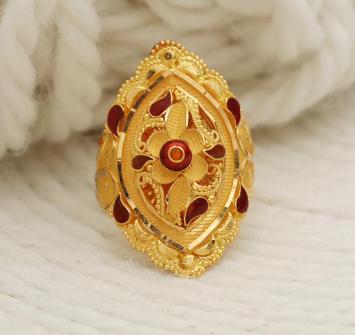 22k Gold Ring, Handmade Jewelry, Indian, Gift, Real Gold, Women