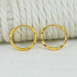 22k yellow gold hoop earrings handmade jewelry for gift, Indian gold 22kt birthday jewels, OS3620