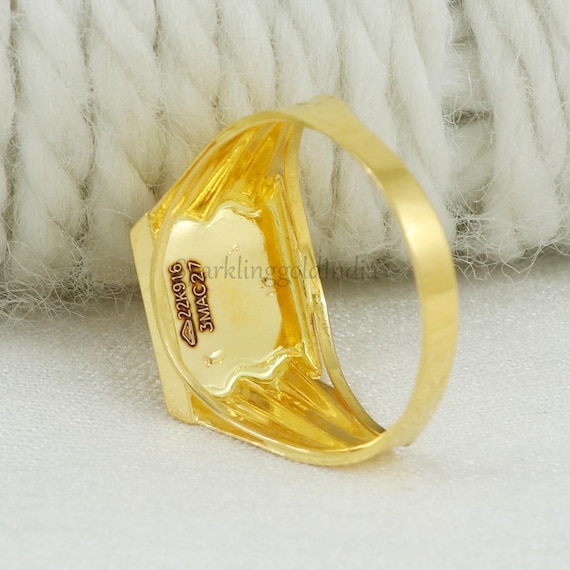 Carved 22k Gold Ring, Handmade Jewelry, Indian Real Gold
