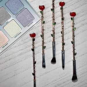 5pc Rose makeup brushes with personalized Bag