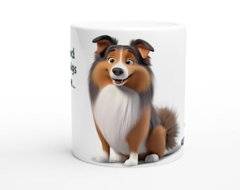 Taza de cerámica o taza de café con diseño divertido de perro pastor de Shetland (Sheltie)
