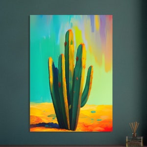 Frida Der Wüstenkaktus - Leuchtend Bunter Mexikanische Abstrakte Pop Wand Kunst Poster von Alex Iverston.
