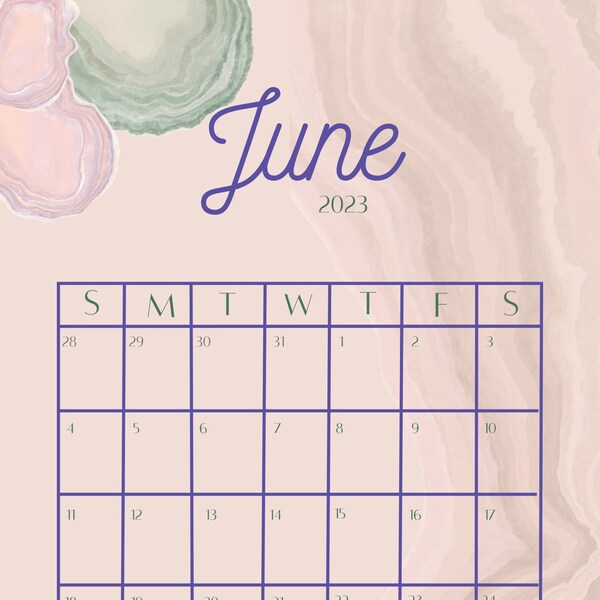 Aesthetic June Calendar Etsy