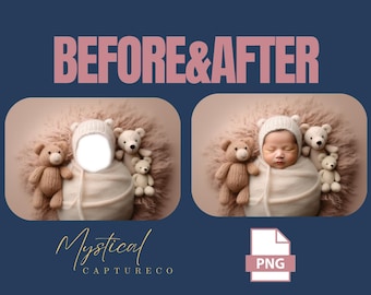 Nouveau-né en composite avec orifices pour le visage avec transparence beige - DIY photos de bébé PNG