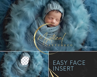 Toile de fond numérique pour nouveau-né : composite avec orifice pour le visage et insert de visage bleu transparent png thumbnail