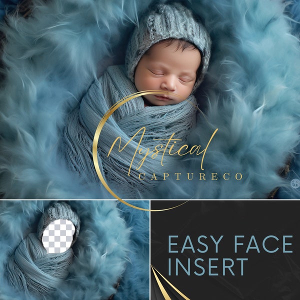 Toile de fond numérique pour nouveau-né : composite avec orifice pour le visage et insert de visage bleu transparent png thumbnail