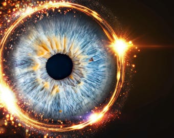 Eye Iris Overlay with Solar Fire Arc – Dynamic Flame Halo for Iris Photography PNG