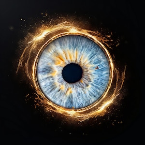 Iris Photo Overlay PNG – Golden Energy Circle, Mystical Iris Frame, Transparent Digital File