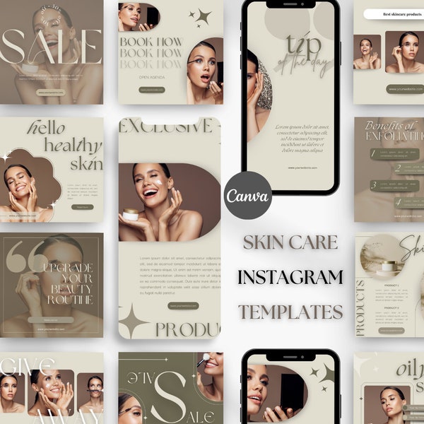 skincare instagram templates, skincare product templates, Canva templates, skincare social media templates, blogger instagram templates