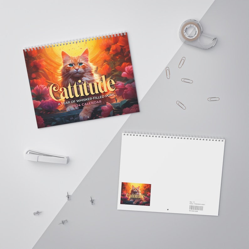 Cattitude A Wall Calendar 2024 Etsy