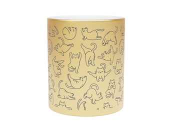 Golden Zen: Yoga and Kitties | Gold Metallic Mug