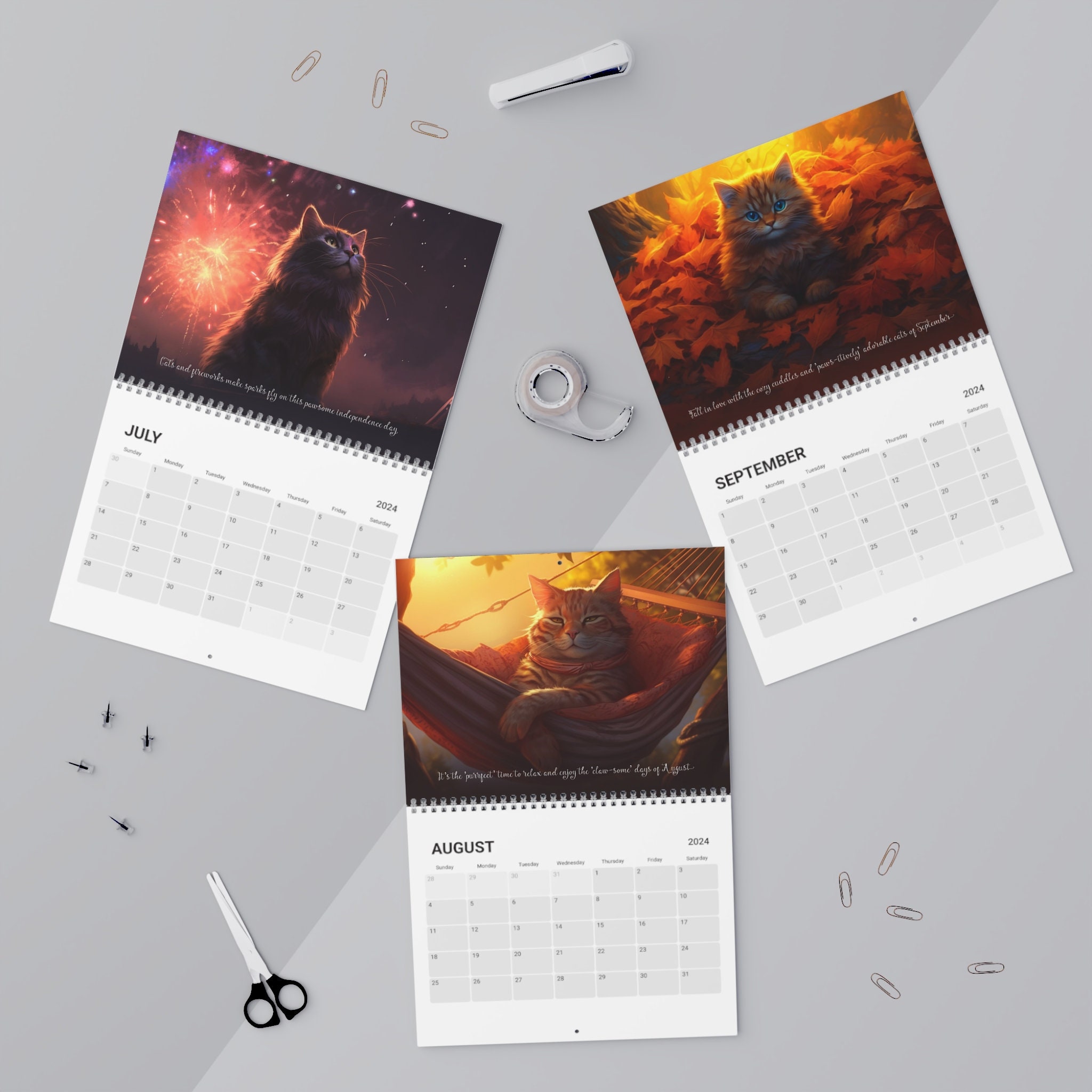 Cattitude A Wall Calendar 2024 Etsy