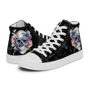 Fierce Blooms: Floral Skull | Women’s High Top Canvas Shoes