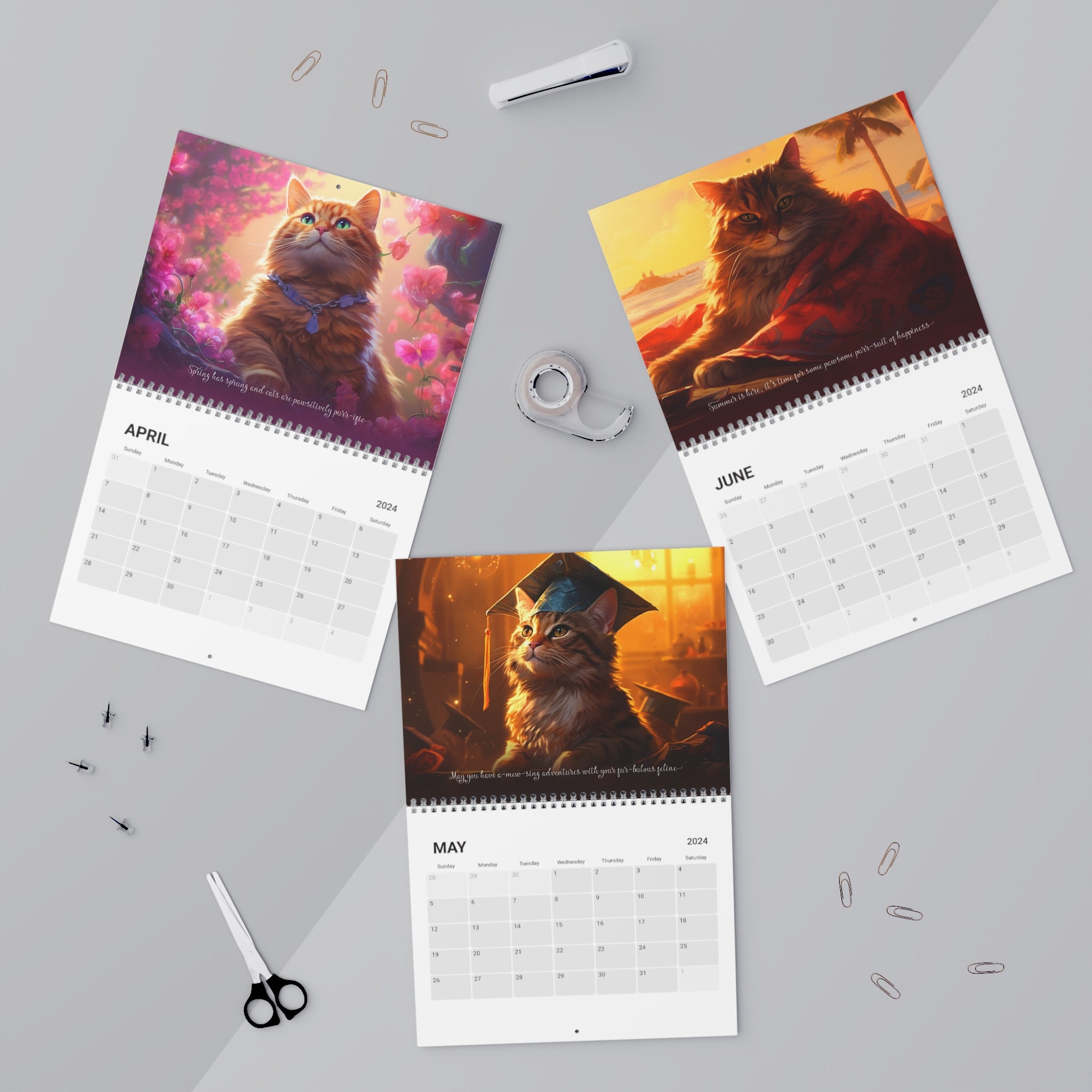 Cattitude A Wall Calendar 2024 Etsy