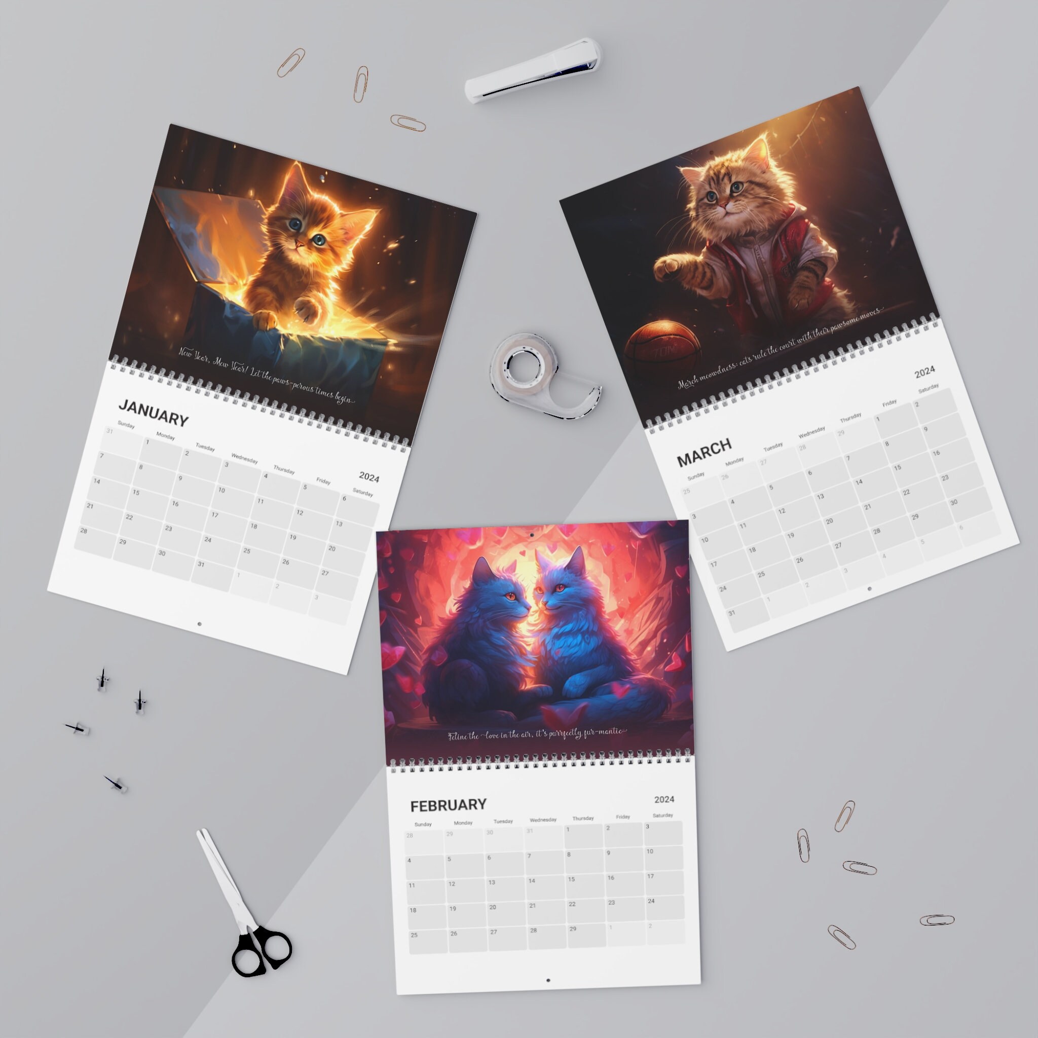 Cattitude A Wall Calendar 2024 Etsy