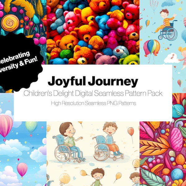 Joyful Journey - Kinderfreude Digitales Seamless Pattern Pack - Wir feiern Vielfalt und Spaß!