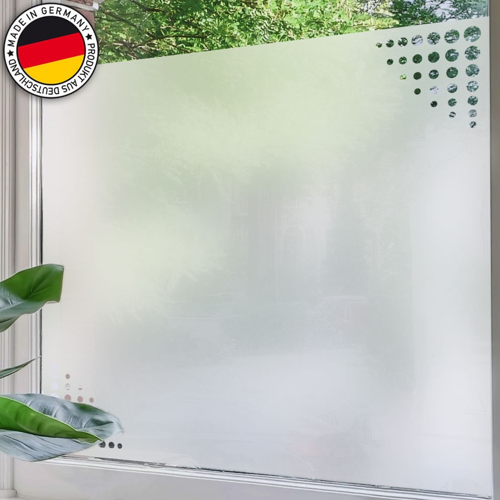 Fensterfolie Motiv S012 Punkte, Schlichte Sichtschutzfolie Milchglasoptik  Selbstklebend, Blickdicht Für Bad Und Dusche Durch Sandstrahloptik 