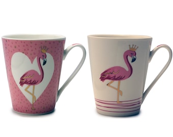 Tasse Becher Flamingo Frühstücksbecher Kaffeebecher Kinderbecher  Ø 8,5 cm Rosa Pink