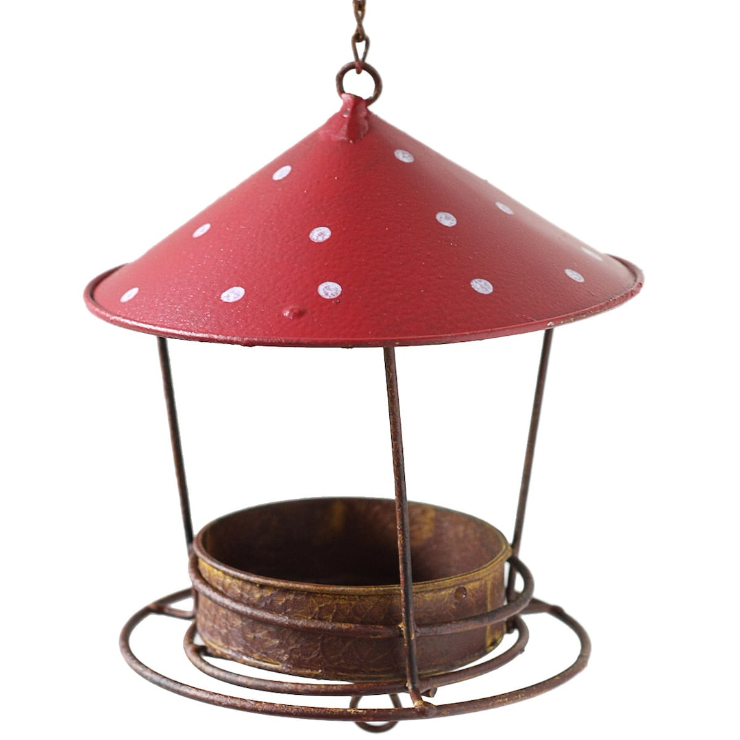 Bird Feeder Suet Ball Holder Metal Shade Ø 16 Cm H 40 Cm Red Etsy